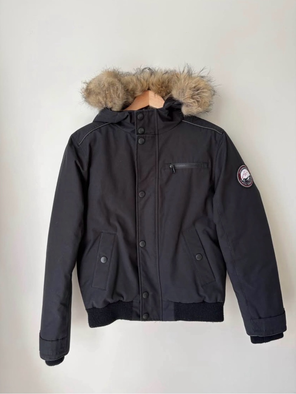 Boy’s Fur Hood Black Down Filled Winter Jacket